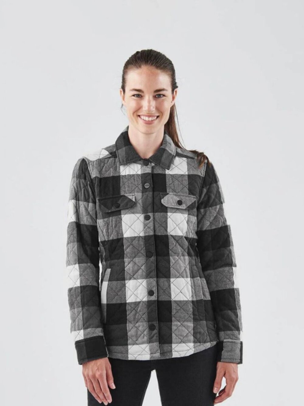 Stormtech Black and White Quilted Plaid Jacket